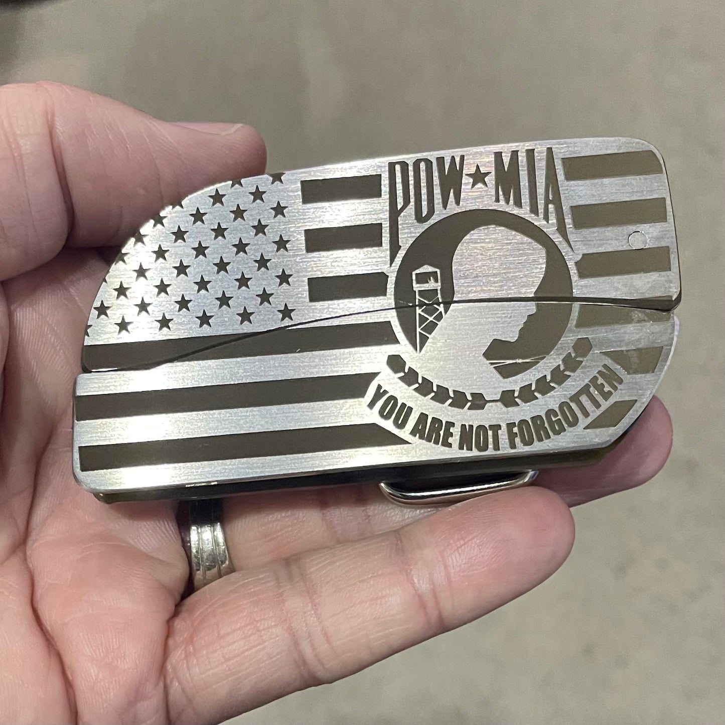 Belt Buckle Knife - POW MIA